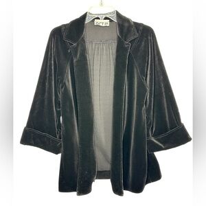 Vintage Act lll Black Velvet Blazer Jacket Open Front Whimsigoth Vamp Sz 14